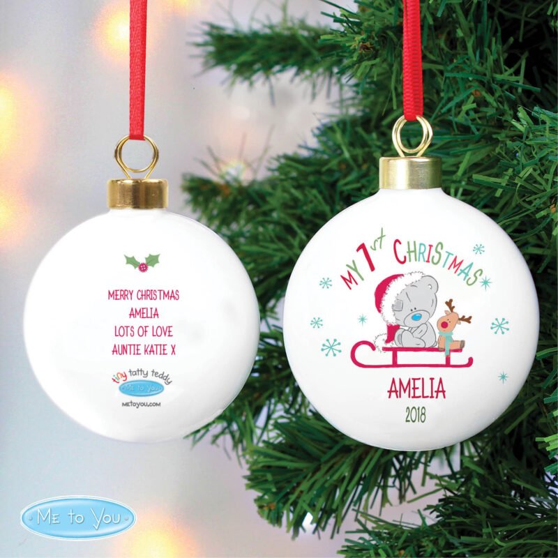 Personalised Tiny Tatty Teddy My 1st Christmas Sleigh Bauble - Image 4