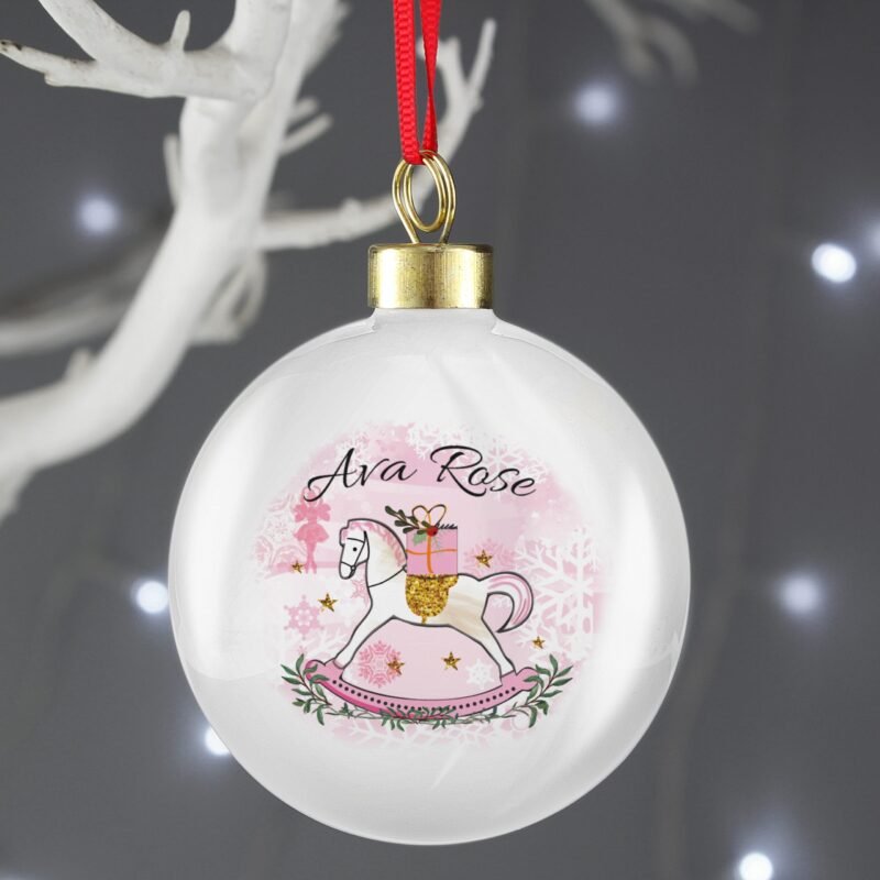 Personalised Pink Rocking Horse Bauble - Image 5