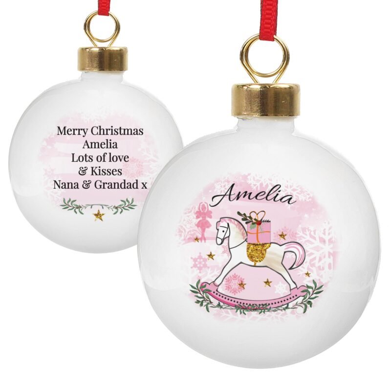 Personalised Pink Rocking Horse Bauble - Image 4