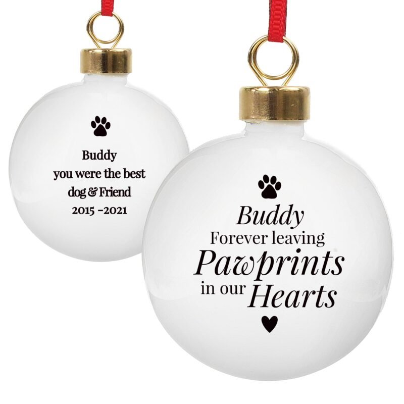 Personalised Pawprints Memorial Bauble - Image 3