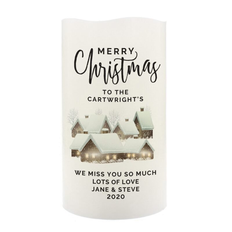 Personalised Christmas Town LED Candle - Image 3