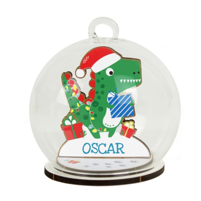 Personalised Wooden Dinosaur Glass Bauble - Image 6