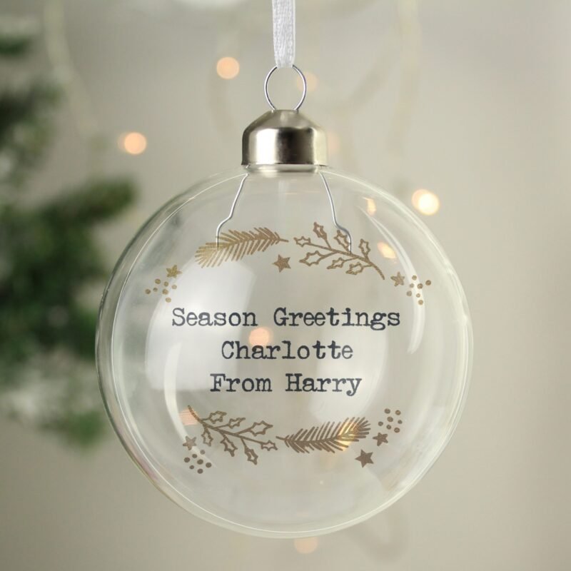 Personalised Gold Wreath Glass Bauble - Image 4