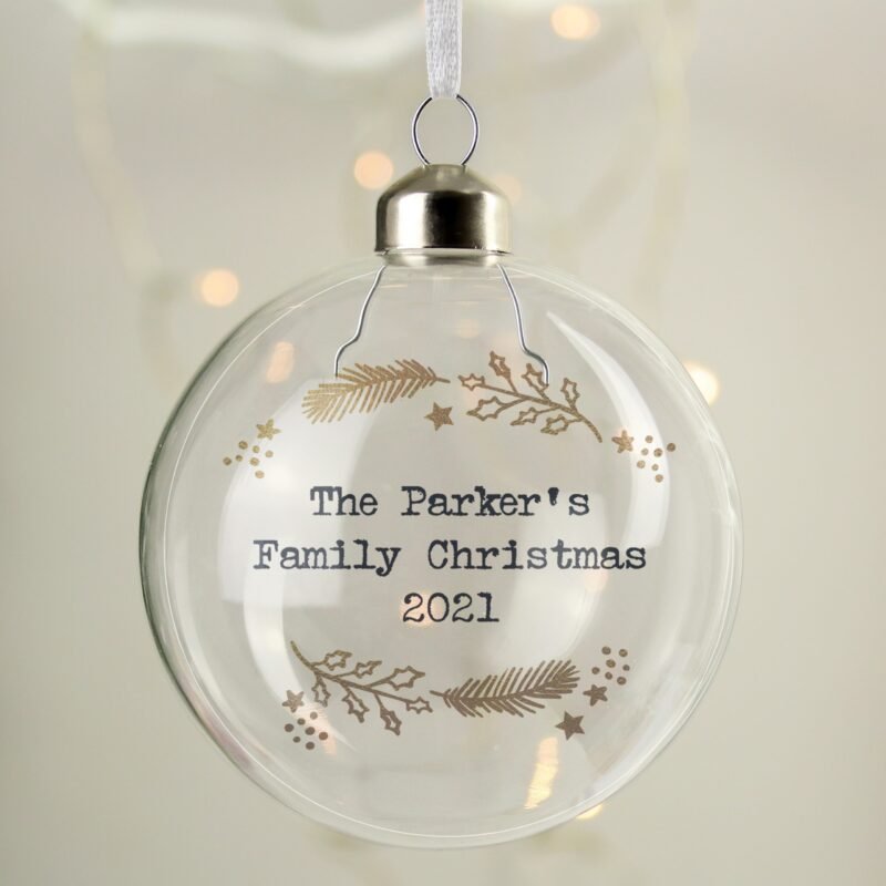 Personalised Gold Wreath Glass Bauble - Image 5