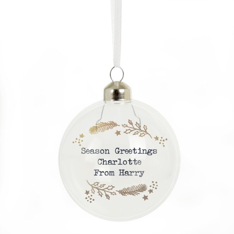 Personalised Gold Wreath Glass Bauble - Image 6