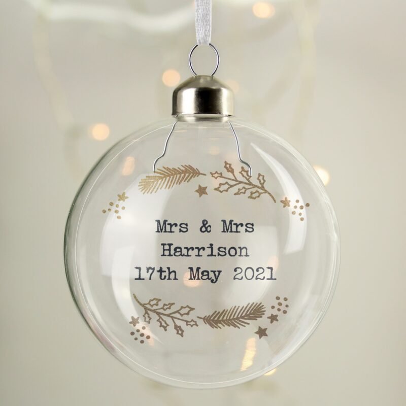 Personalised Gold Wreath Glass Bauble - Image 7