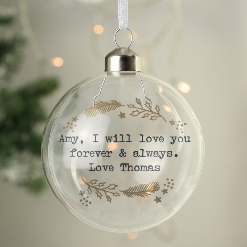 Personalised Gold Wreath Glass Bauble - Image 8