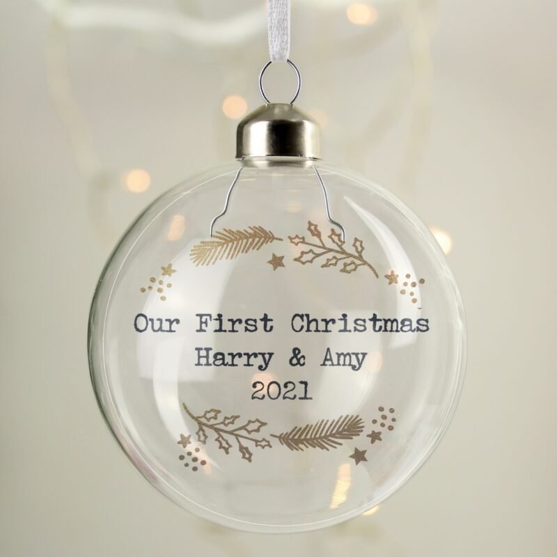 Personalised Gold Wreath Glass Bauble - Image 9