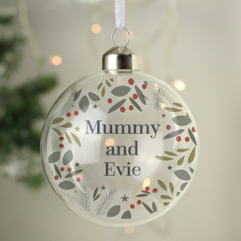 Personalised Festive Christmas Glass Bauble - Image 2