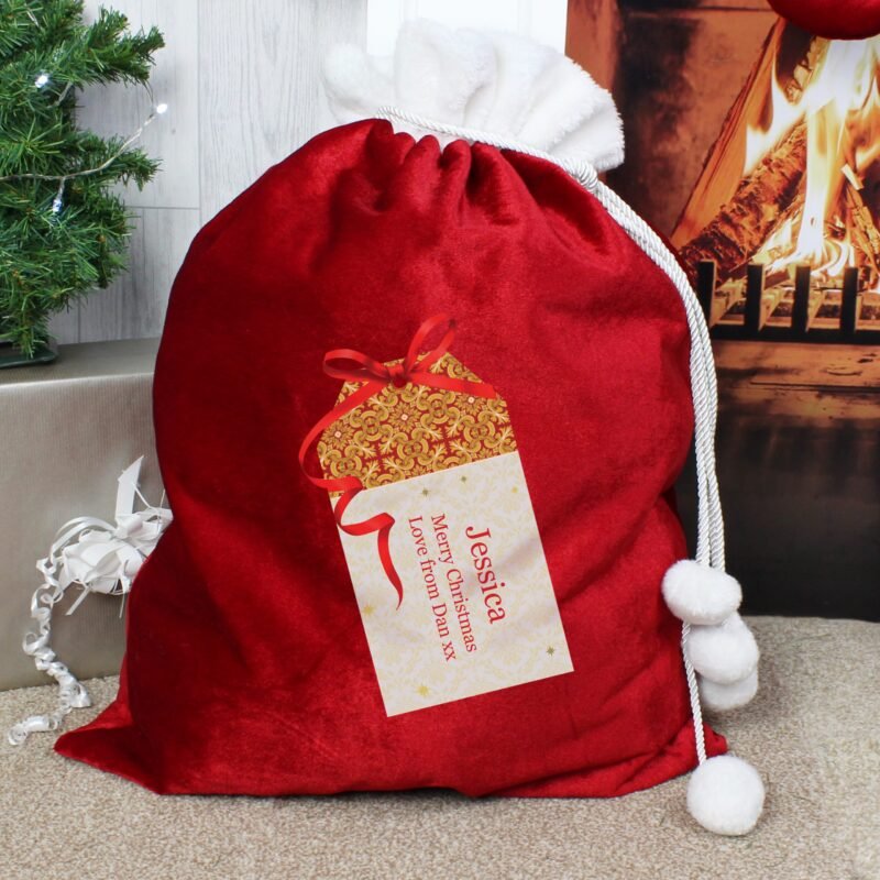 Personalised Gift Tag Luxury Pom Pom Sack