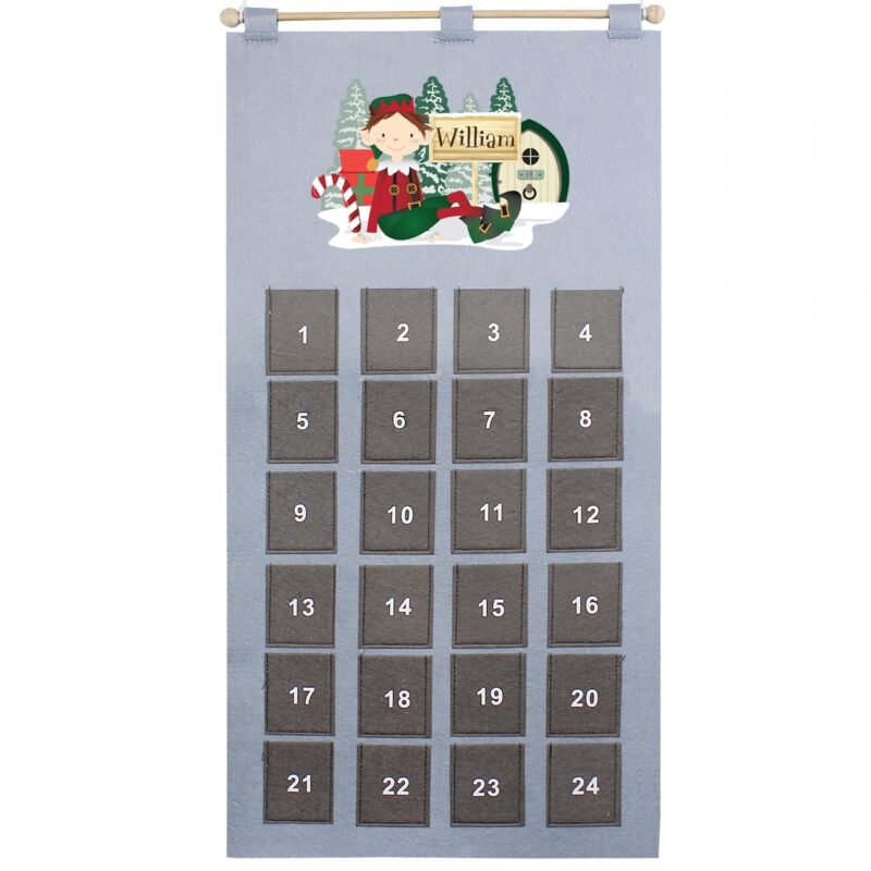 Personalised Elf Advent Calendar In Silver Grey - Image 3