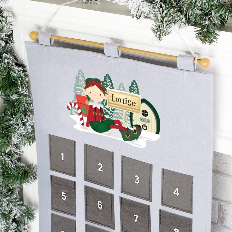 Personalised Elf Advent Calendar In Silver Grey - Image 2
