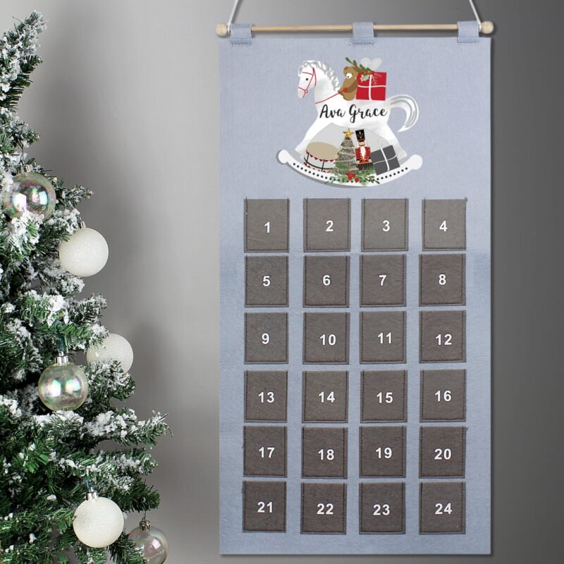 Personalised Rocking Horse Advent Calendar In Silver Grey - Image 4