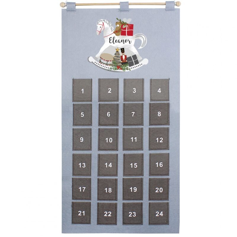Personalised Rocking Horse Advent Calendar In Silver Grey - Image 3