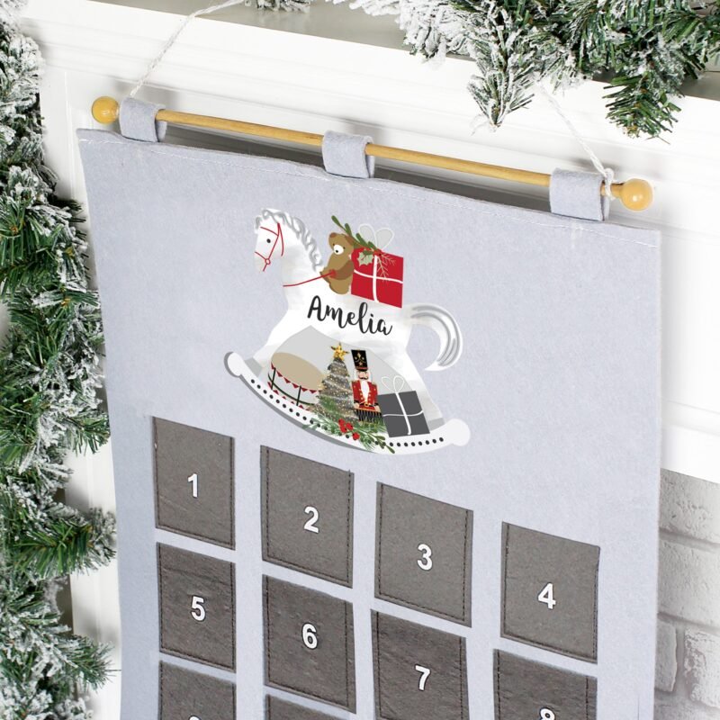 Personalised Rocking Horse Advent Calendar In Silver Grey - Image 2