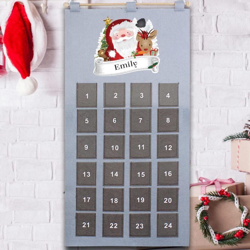 Personalised Santa Advent Calendar In Silver Grey