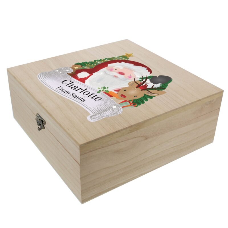 Personalised Colourful Santa Large Wooden Christmas Eve Box - Image 4