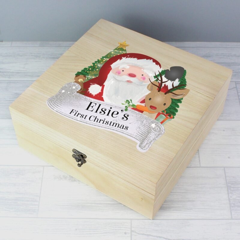 Personalised Colourful Santa Large Wooden Christmas Eve Box - Image 5