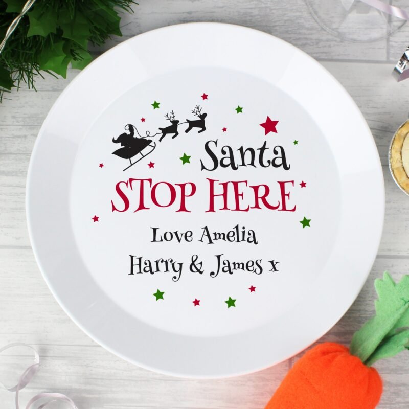 Personalised Santa Stop Here Plastic Plate - Image 6