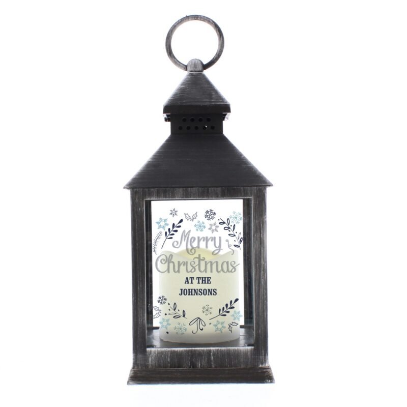 Personalised Christmas Frost Rustic Black Lantern - Image 4