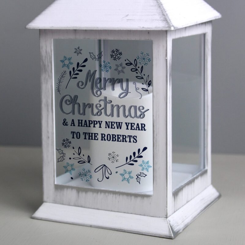 Personalised Christmas Frost White Lantern - Image 3