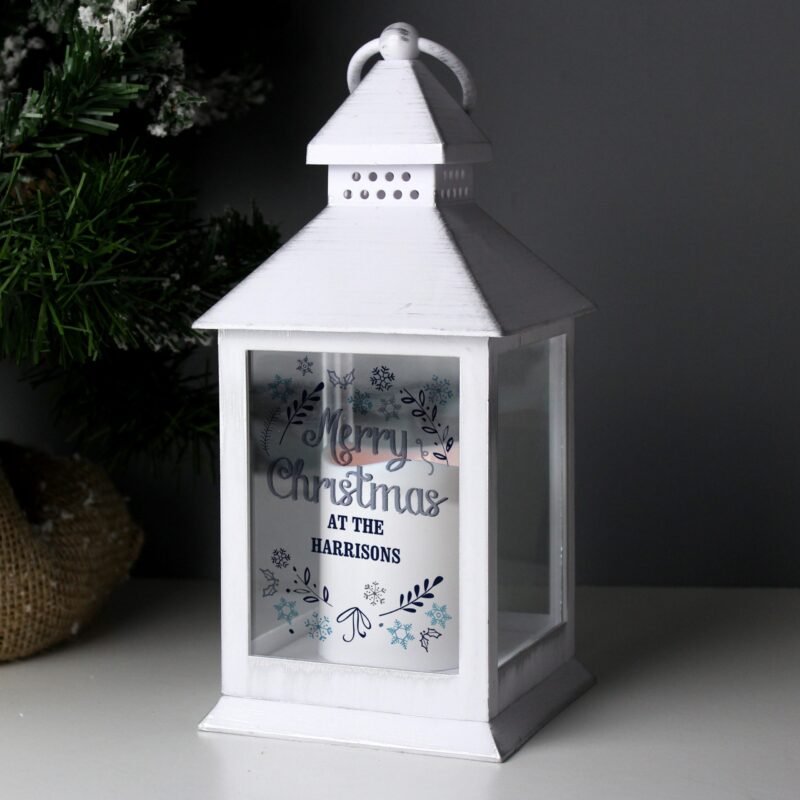 Personalised Christmas Frost White Lantern - Image 4