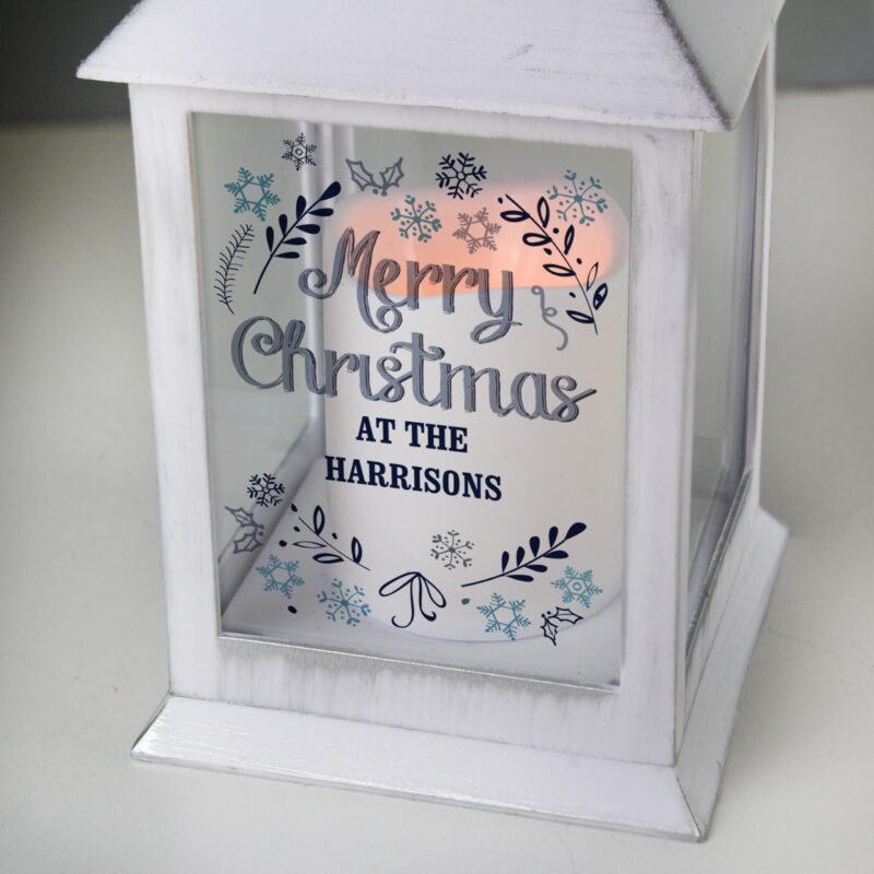 Personalised Christmas Frost White Lantern - Image 5