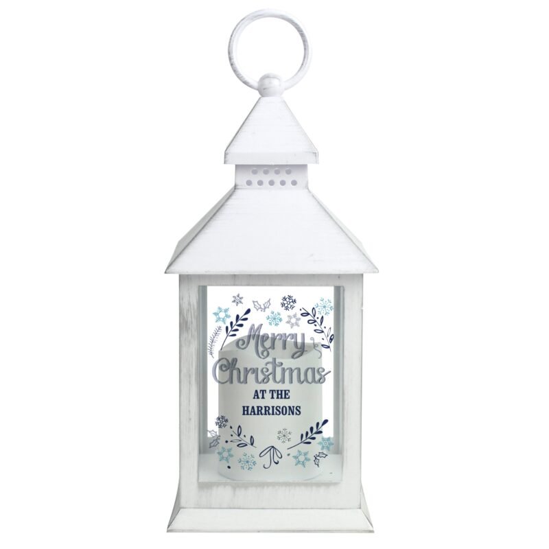 Personalised Christmas Frost White Lantern - Image 6