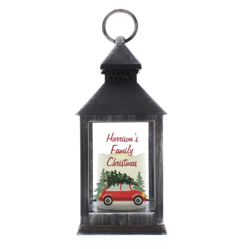 Personalised Driving Home For Christmas Black Lantern - Image 2