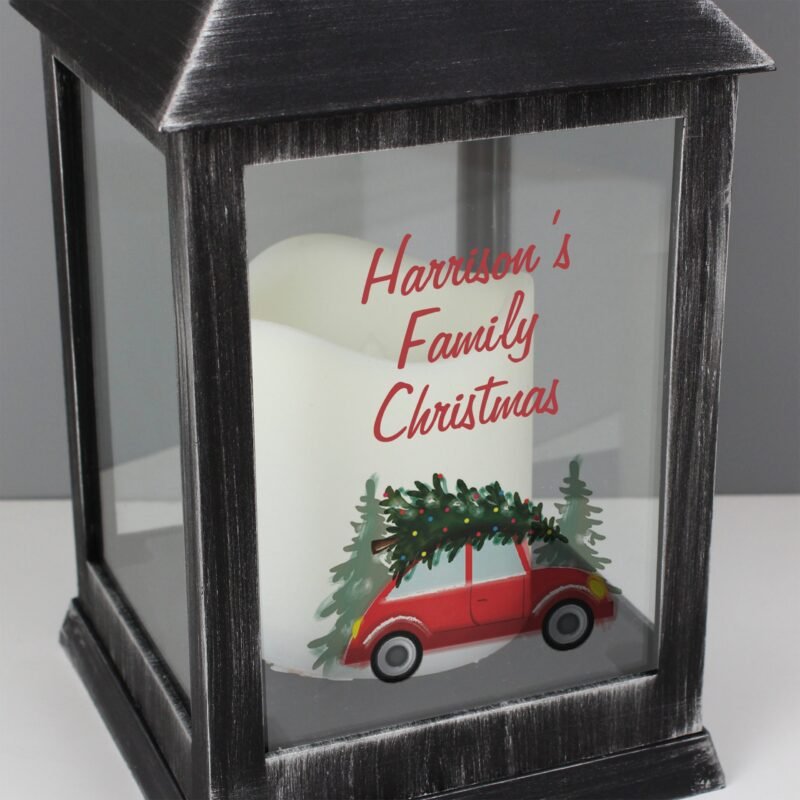 Personalised Driving Home For Christmas Black Lantern - Image 5