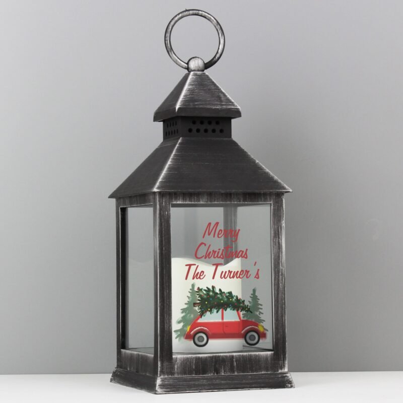 Personalised Driving Home For Christmas Black Lantern - Image 6