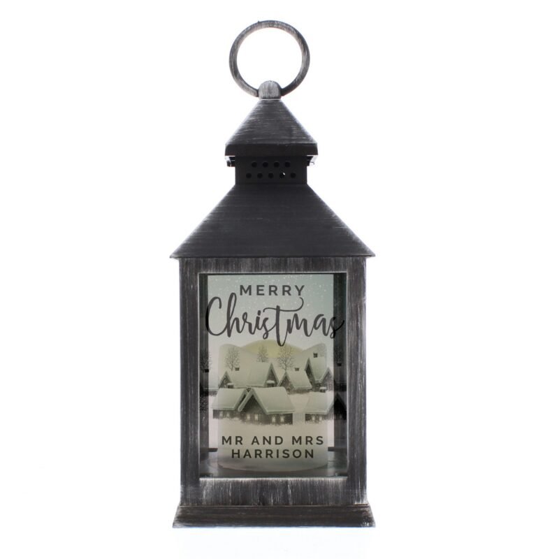 Personalised Town Christmas Rustic Lantern - Image 3