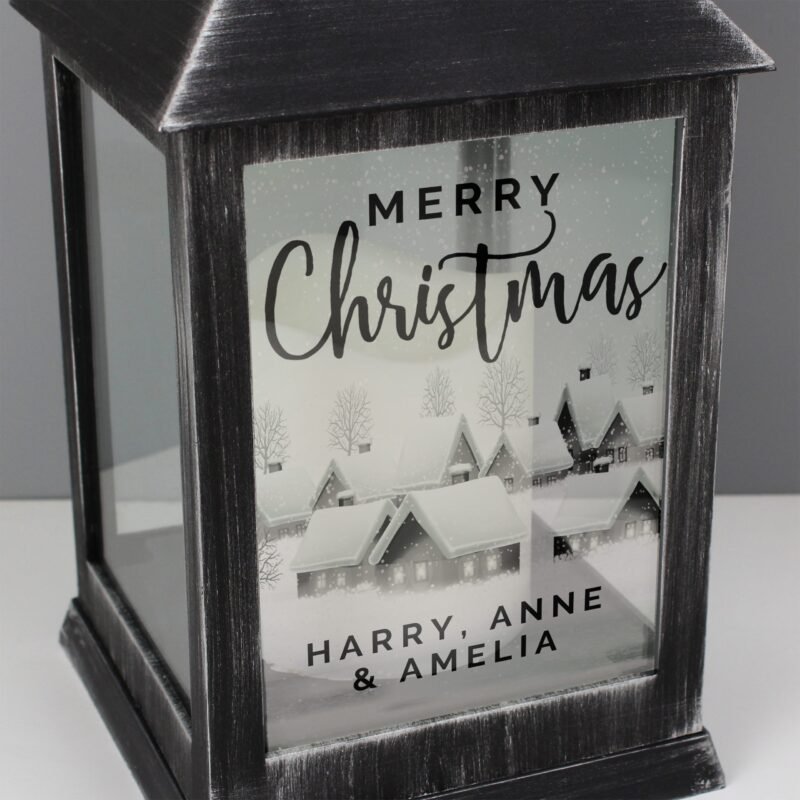 Personalised Town Christmas Rustic Lantern - Image 4