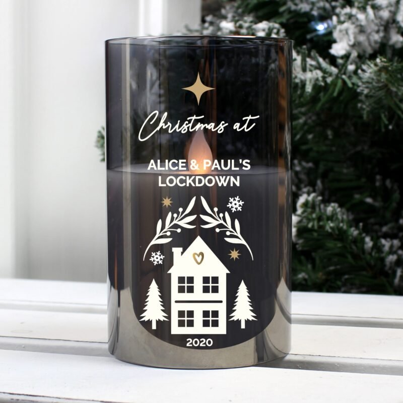 Personalised Christmas Smoked Glass LED Candle - Image 4